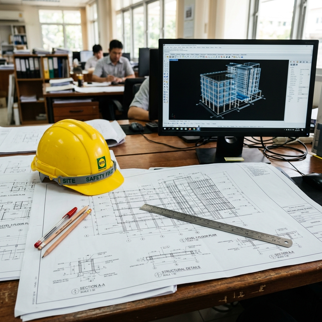 CAD drawing and planning blueprints